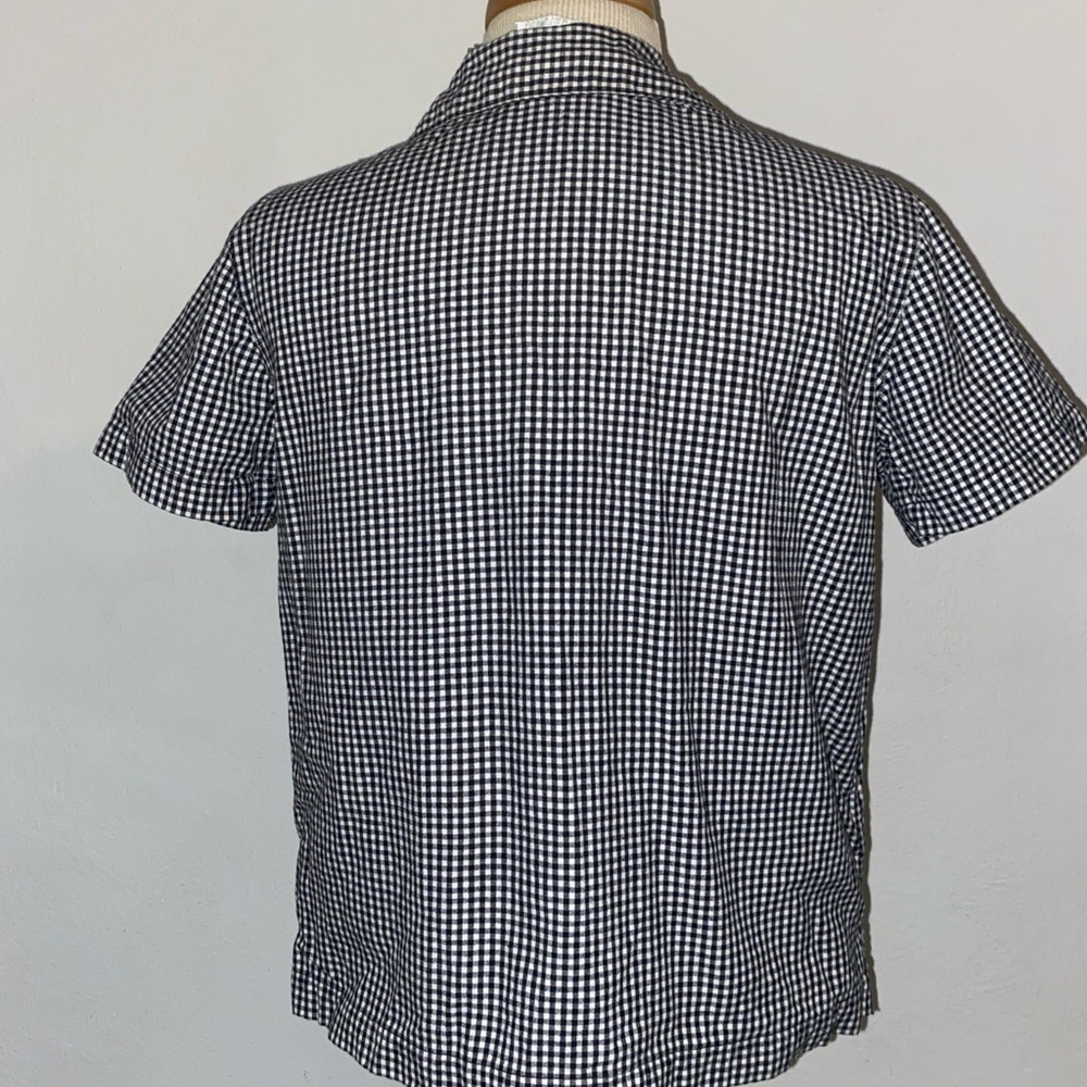 Black and White Checkered Shirt with Floral Embroidery - Picture 3 of 5
